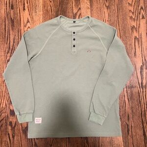 AIOPESON Men's Sage Green Henley Long-Sleeve Shirt